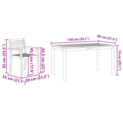 vidaXL Garden Dining Set 5 pcs Brown Solid Acacia Wood