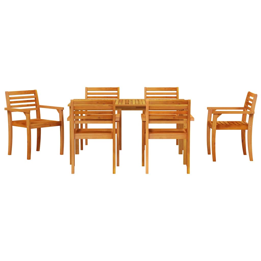 vidaXL Garden Dining Set 7 pcs Brown Solid Acacia Wood