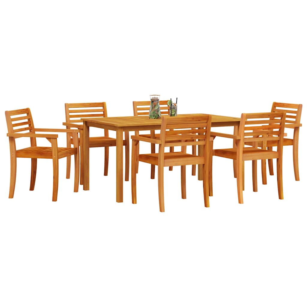 vidaXL Garden Dining Set 7 pcs Brown Solid Acacia Wood