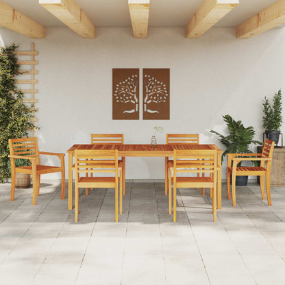 vidaXL Garden Dining Set 7 pcs Brown Solid Acacia Wood