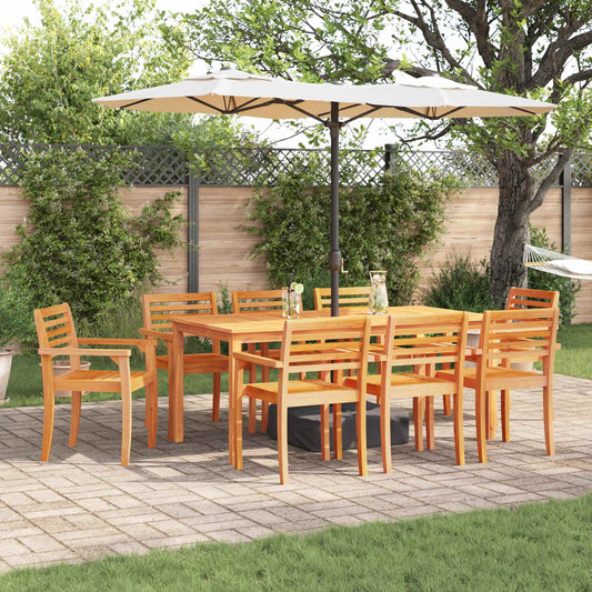 vidaXL Garden Dining Set 9 pcs Brown Solid Acacia Wood