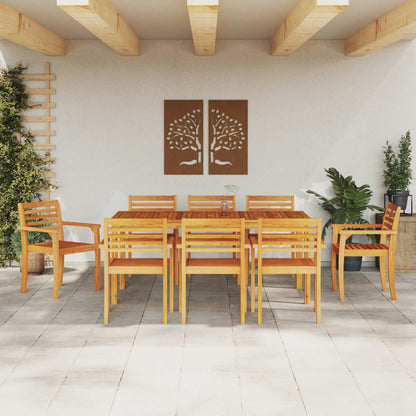 vidaXL Garden Dining Set 9 pcs Brown Solid Acacia Wood