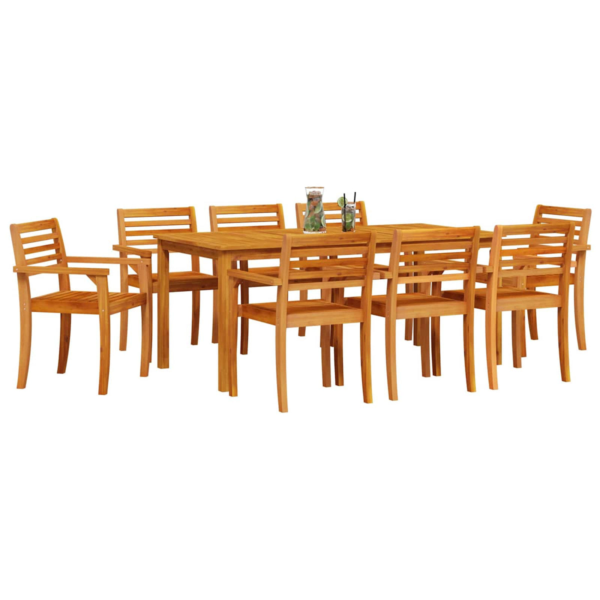 vidaXL Garden Dining Set 9 pcs Brown Solid Acacia Wood