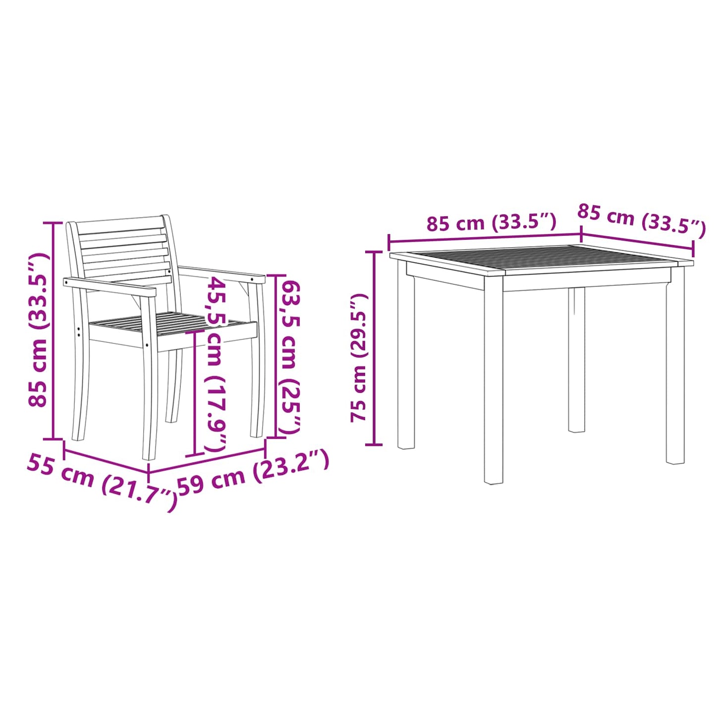 vidaXL Garden Dining Set 5 pcs Brown Solid Acacia Wood