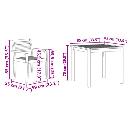 vidaXL Garden Dining Set 5 pcs Brown Solid Acacia Wood