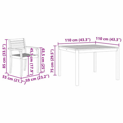 vidaXL Garden Dining Set 3 pcs Brown Solid Acacia Wood