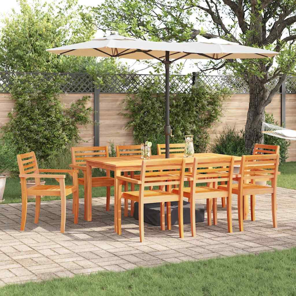 vidaXL Garden Dining Set 9 pcs Brown Solid Acacia Wood