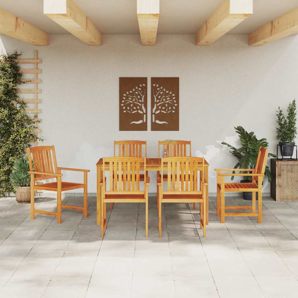 vidaXL Garden Dining Set 7 pcs Brown Solid Acacia Wood