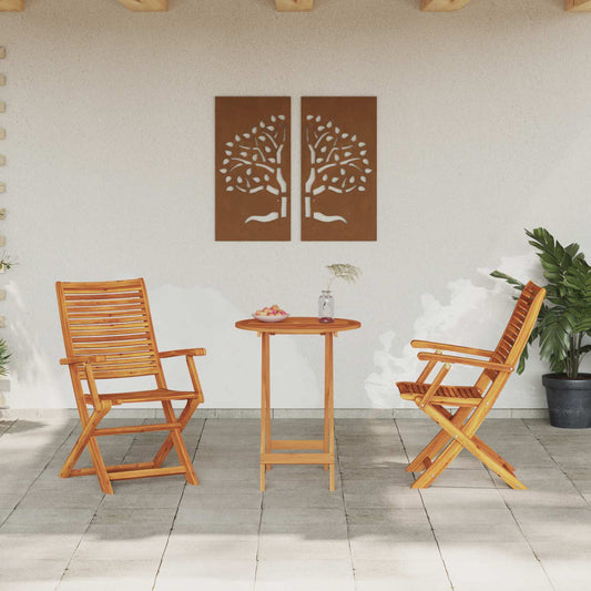 vidaXL Folding Bistro Set Folding 3 pcs Brown Solid Acacia Wood