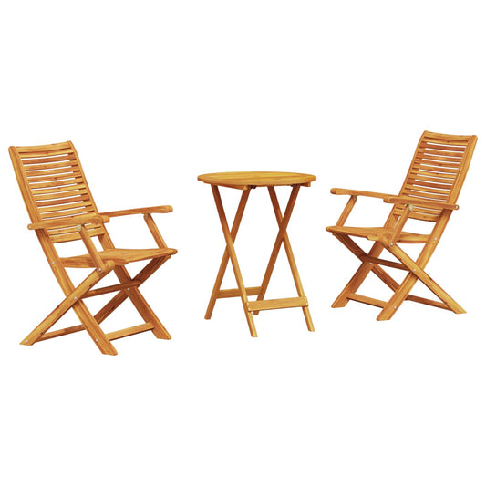 vidaXL Folding Bistro Set Folding 3 pcs Brown Solid Acacia Wood