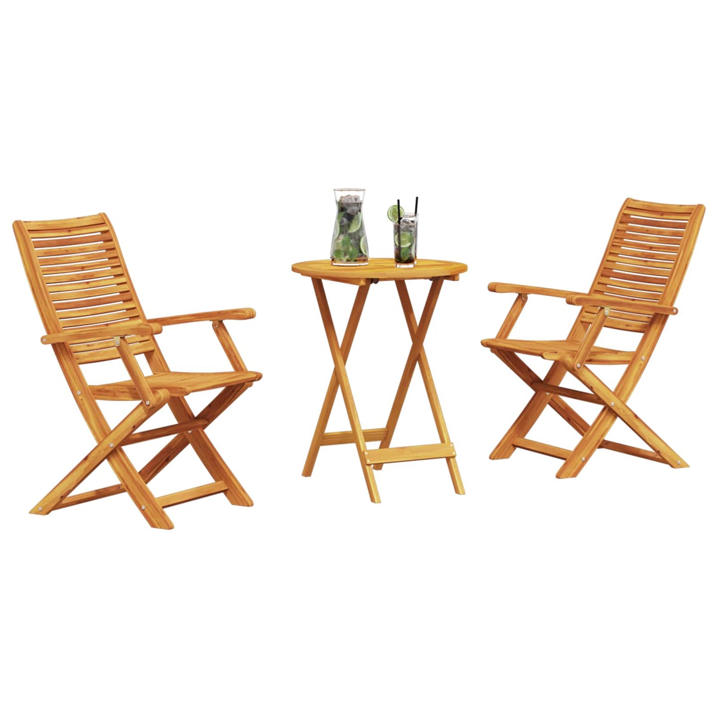 vidaXL Folding Bistro Set Folding 3 pcs Brown Solid Acacia Wood