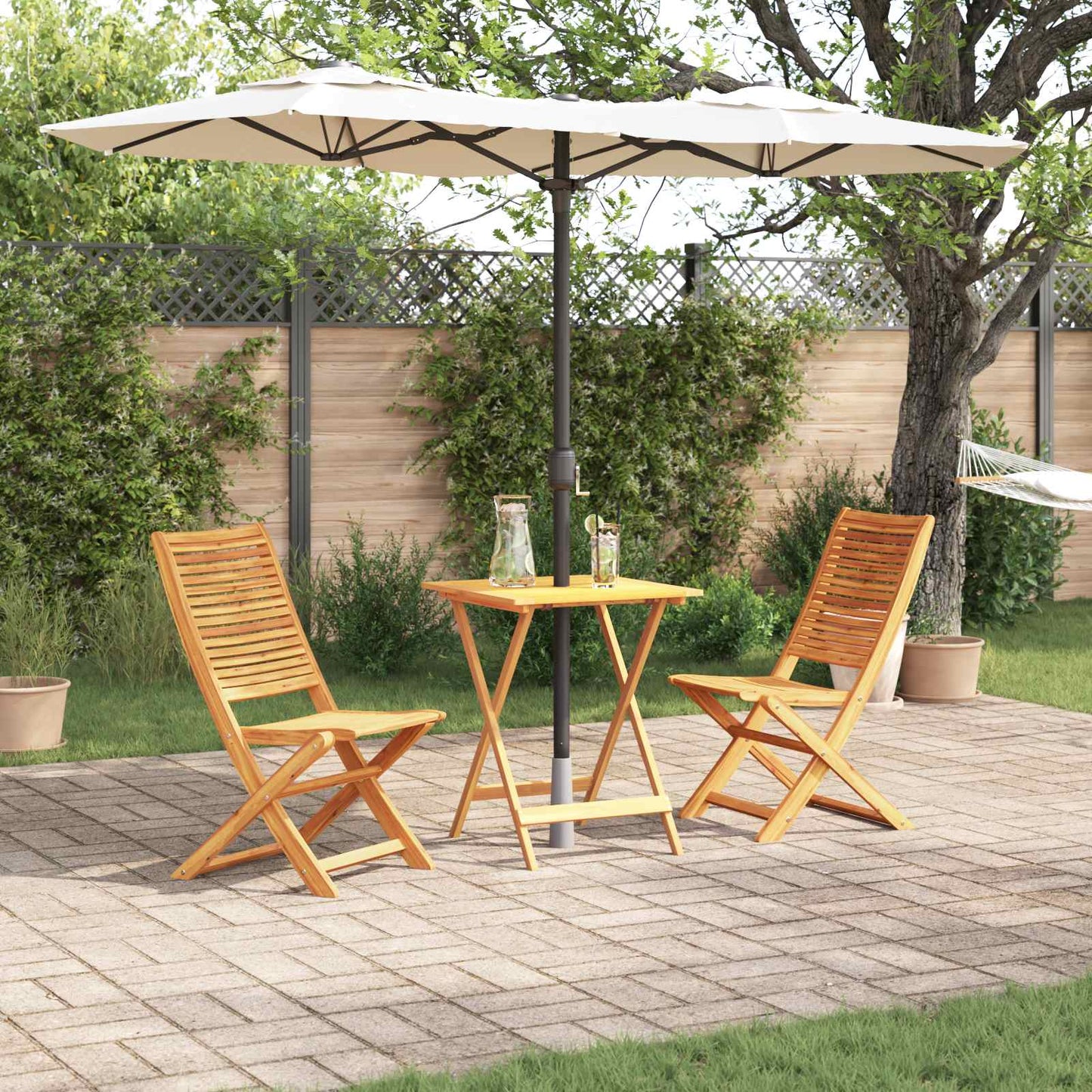 vidaXL Folding Bistro Set Folding 3 pcs Brown Solid Acacia Wood