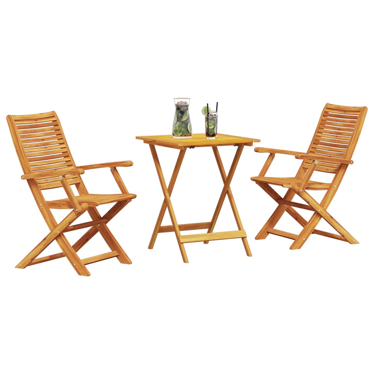 vidaXL Folding Bistro Set Folding 3 pcs Brown Solid Acacia Wood