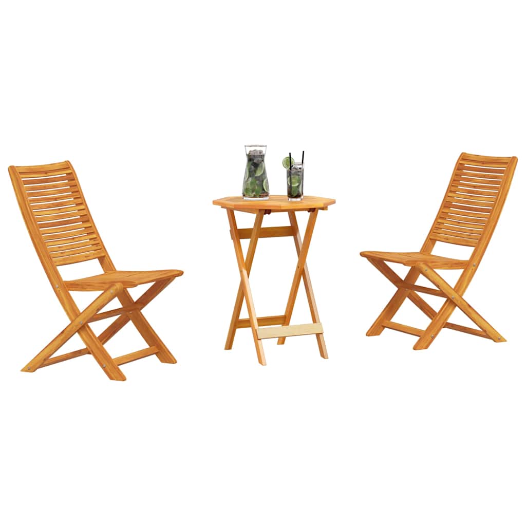 vidaXL Folding Bistro Set Folding 3 pcs Brown Solid Acacia Wood