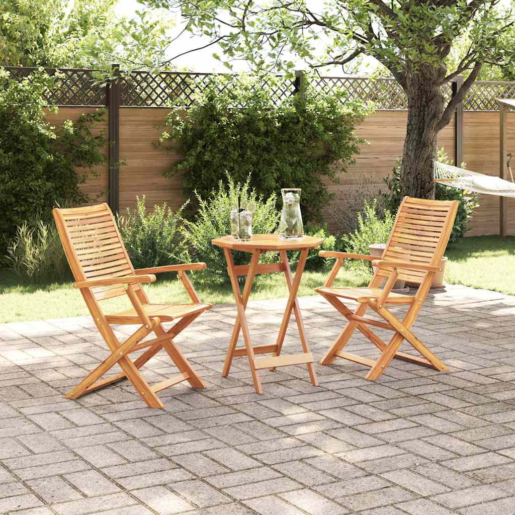 vidaXL Folding Bistro Set Folding 3 pcs Brown Solid Acacia Wood