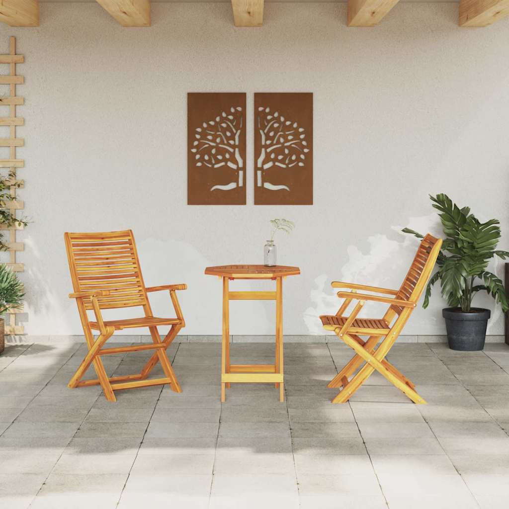 vidaXL Folding Bistro Set Folding 3 pcs Brown Solid Acacia Wood