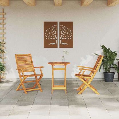 vidaXL Folding Bistro Set Folding 3 pcs Brown Solid Acacia Wood