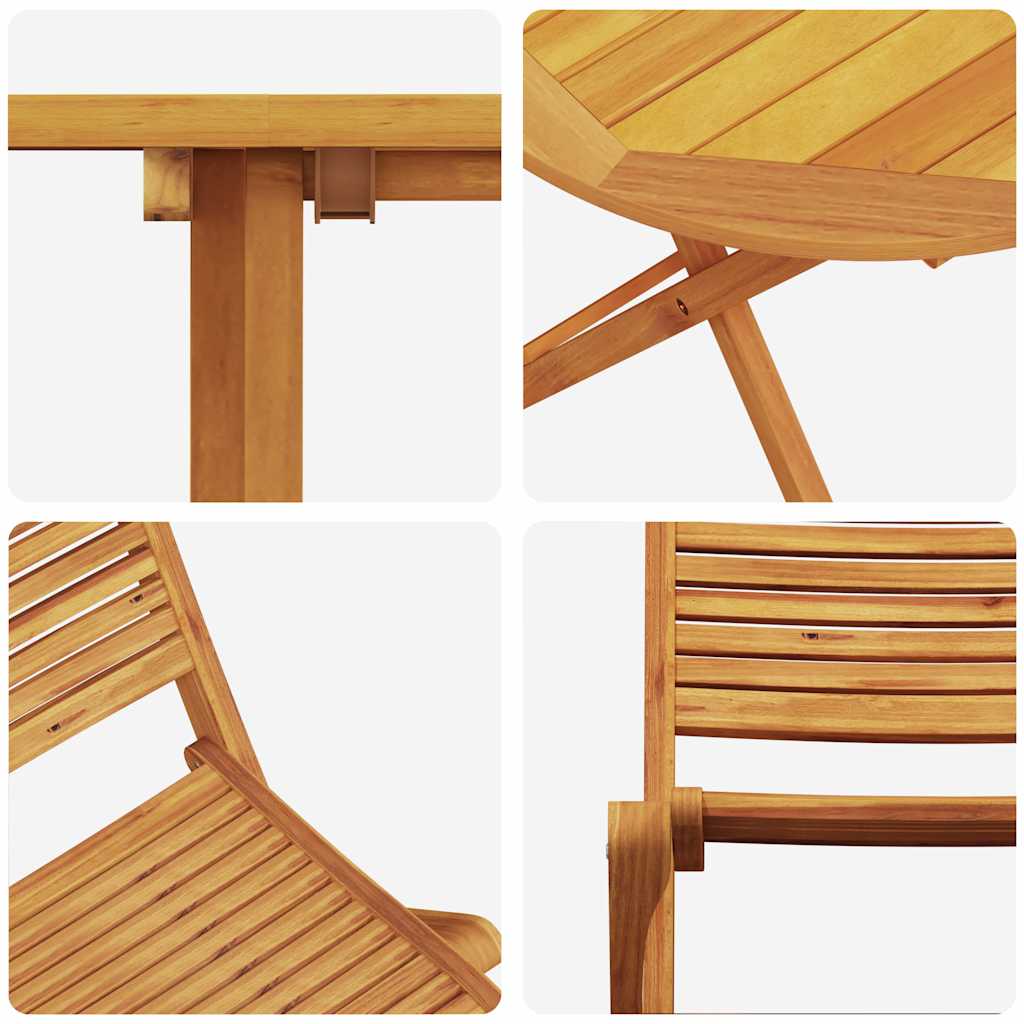 vidaXL Folding Bistro Set Folding 3 pcs Brown Solid Acacia Wood