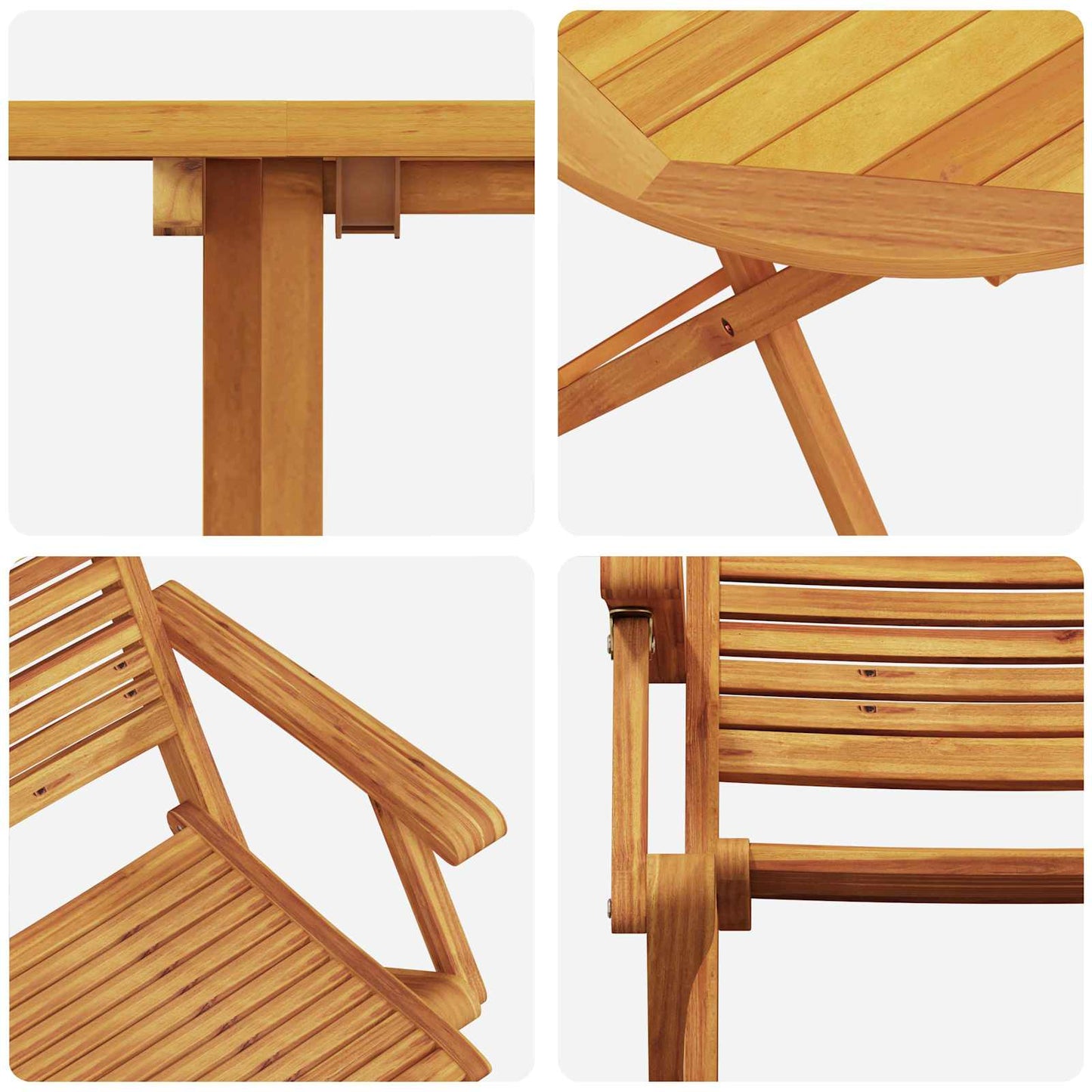 vidaXL Folding Bistro Set Folding 3 pcs Brown Solid Acacia Wood