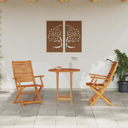 vidaXL Folding Bistro Set Folding 3 pcs Brown Solid Acacia Wood
