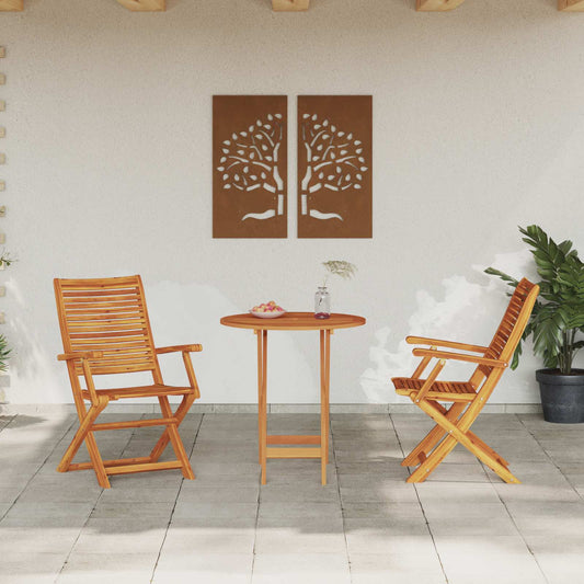 vidaXL Folding Bistro Set Folding 3 pcs Brown Solid Acacia Wood