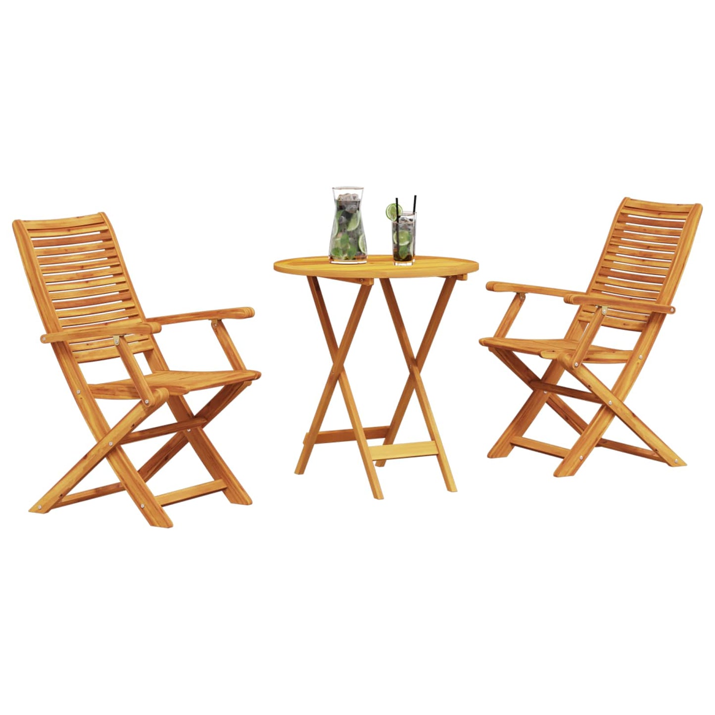 vidaXL Folding Bistro Set Folding 3 pcs Brown Solid Acacia Wood