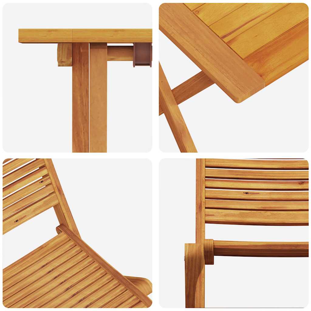 vidaXL Folding Bistro Set Folding 3 pcs Brown Solid Acacia Wood