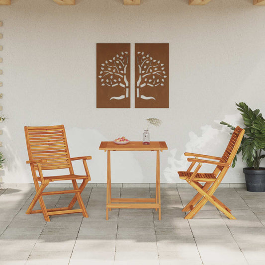 vidaXL Folding Bistro Set Folding 3 pcs Brown Solid Acacia Wood