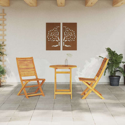 vidaXL Folding Bistro Set Folding 3 pcs Brown Solid Acacia Wood