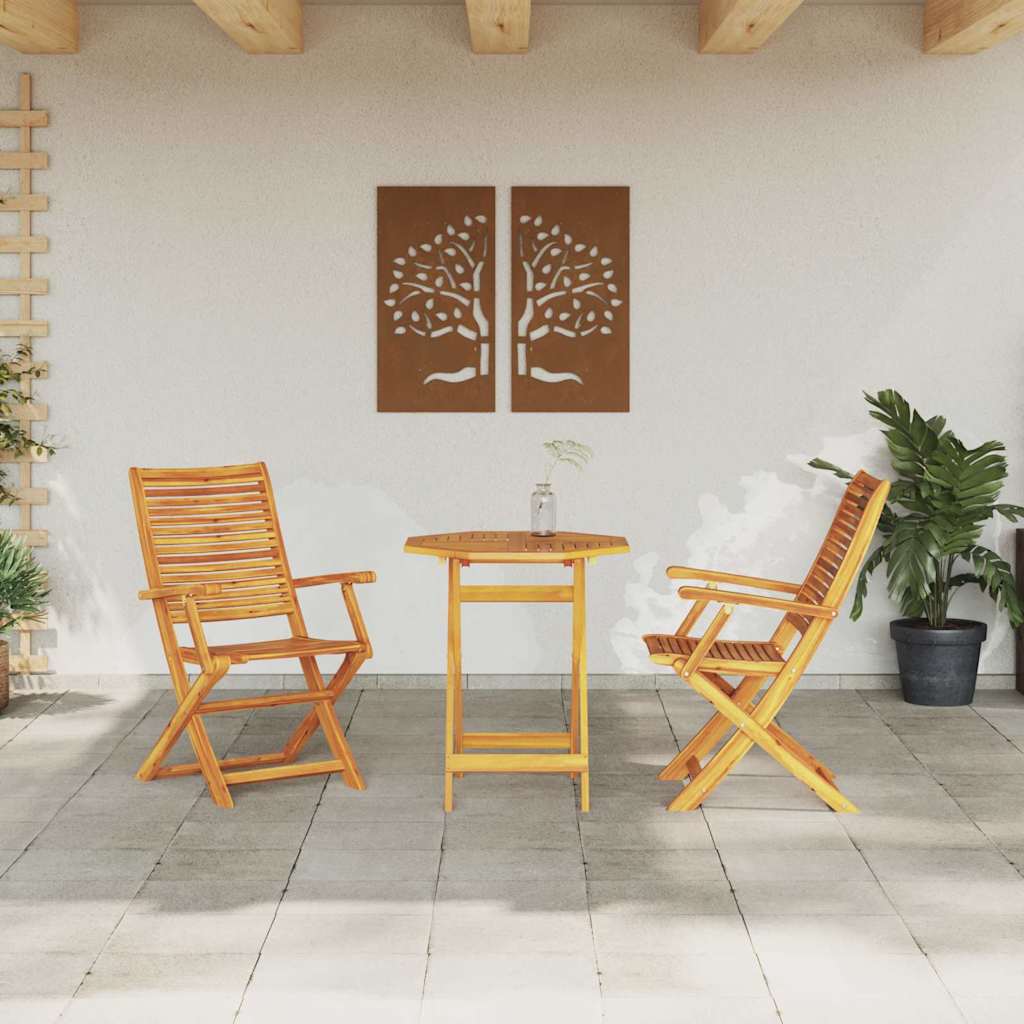 vidaXL Folding Bistro Set Folding 3 pcs Brown Solid Acacia Wood