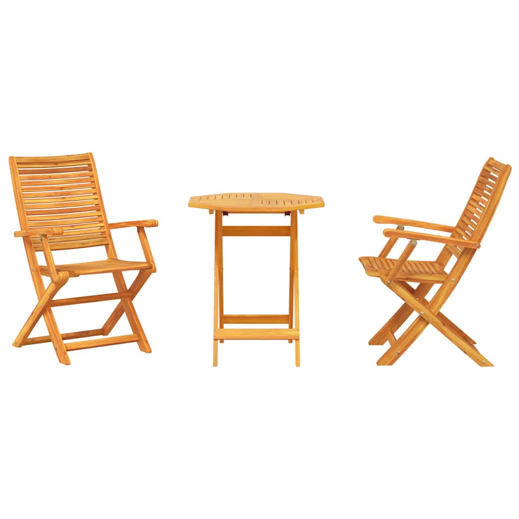 vidaXL Folding Bistro Set Folding 3 pcs Brown Solid Acacia Wood