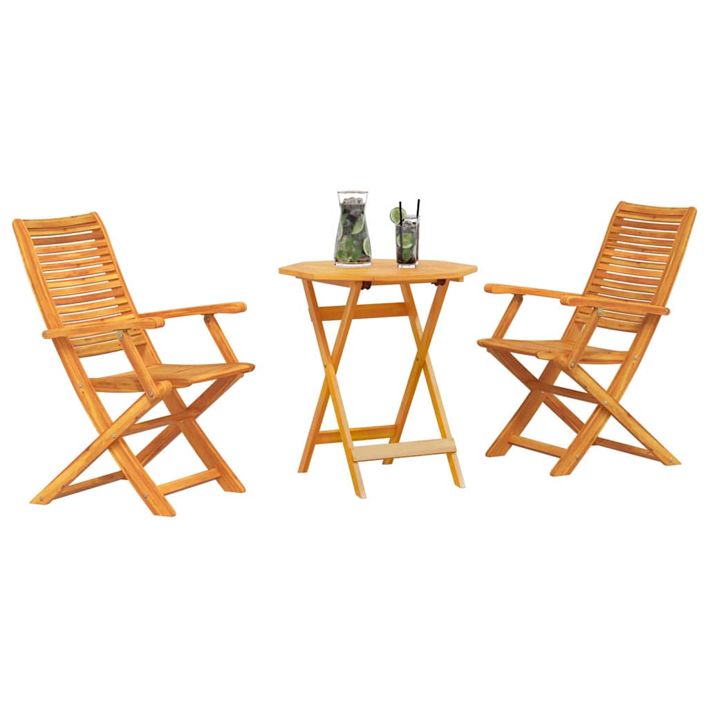 vidaXL Folding Bistro Set Folding 3 pcs Brown Solid Acacia Wood