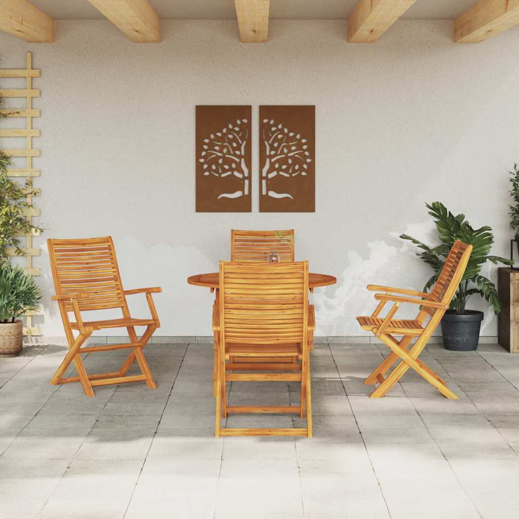 vidaXL Garden Dining Set Folding 5 pcs Brown Solid Acacia Wood
