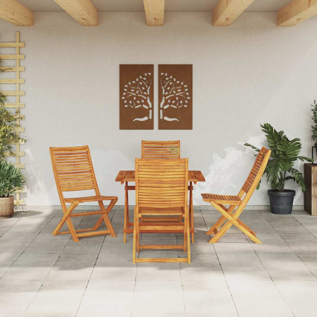 vidaXL Garden Dining Set Folding 5 pcs Brown Solid Acacia Wood