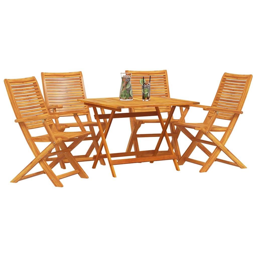 vidaXL Garden Dining Set Folding 5 pcs Brown Solid Acacia Wood