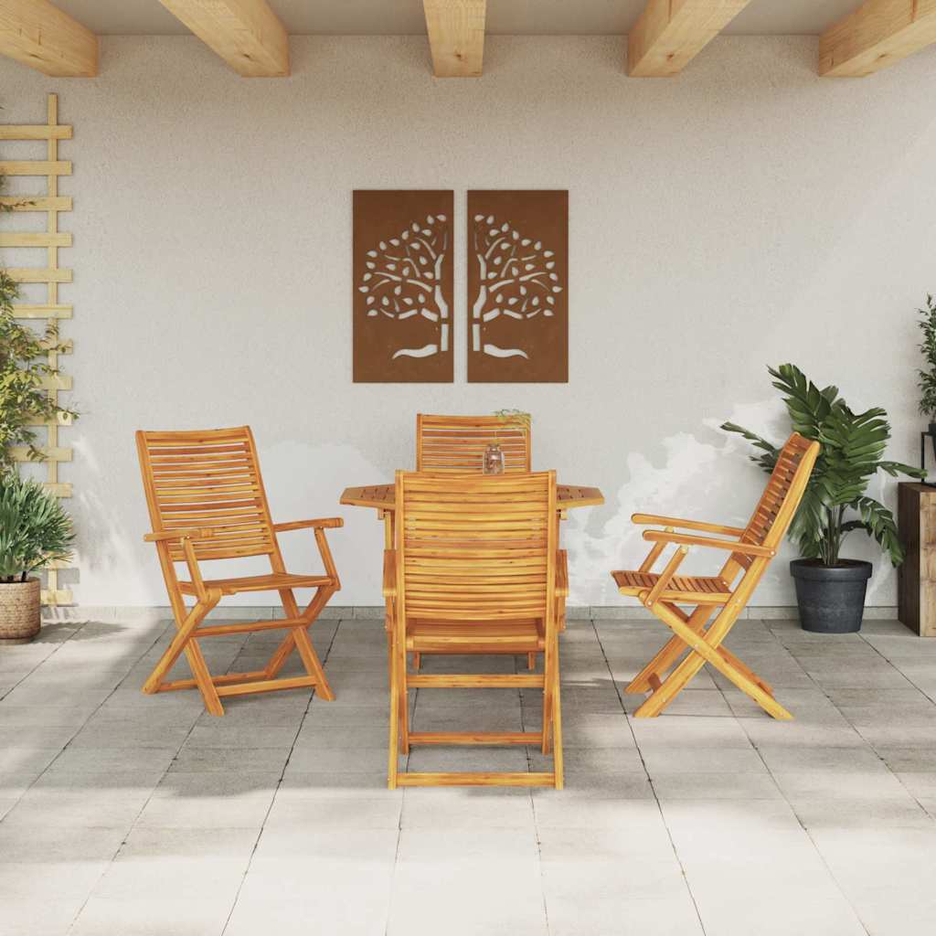 vidaXL Garden Dining Set Folding 5 pcs Brown Solid Acacia Wood