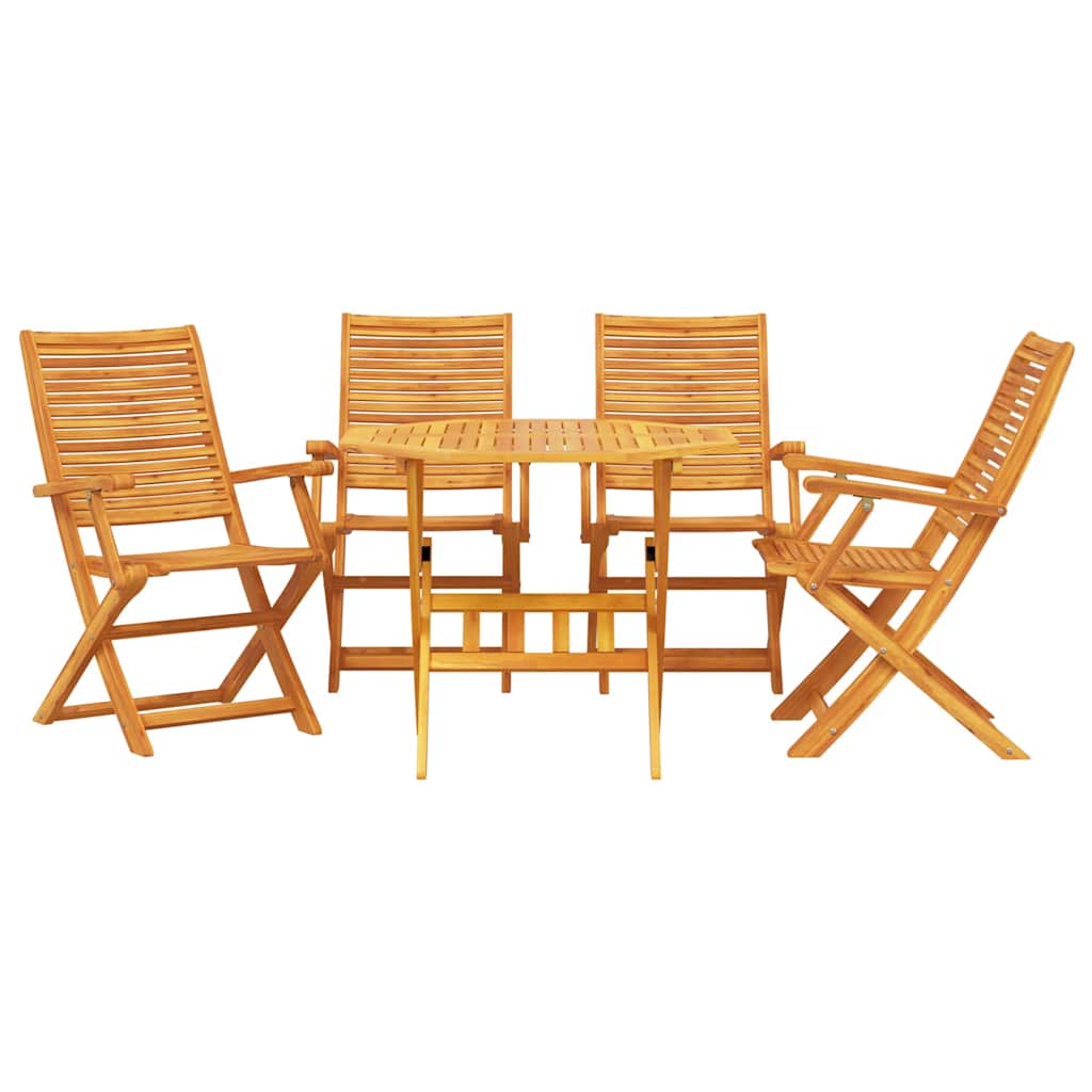 vidaXL Garden Dining Set Folding 5 pcs Brown Solid Acacia Wood