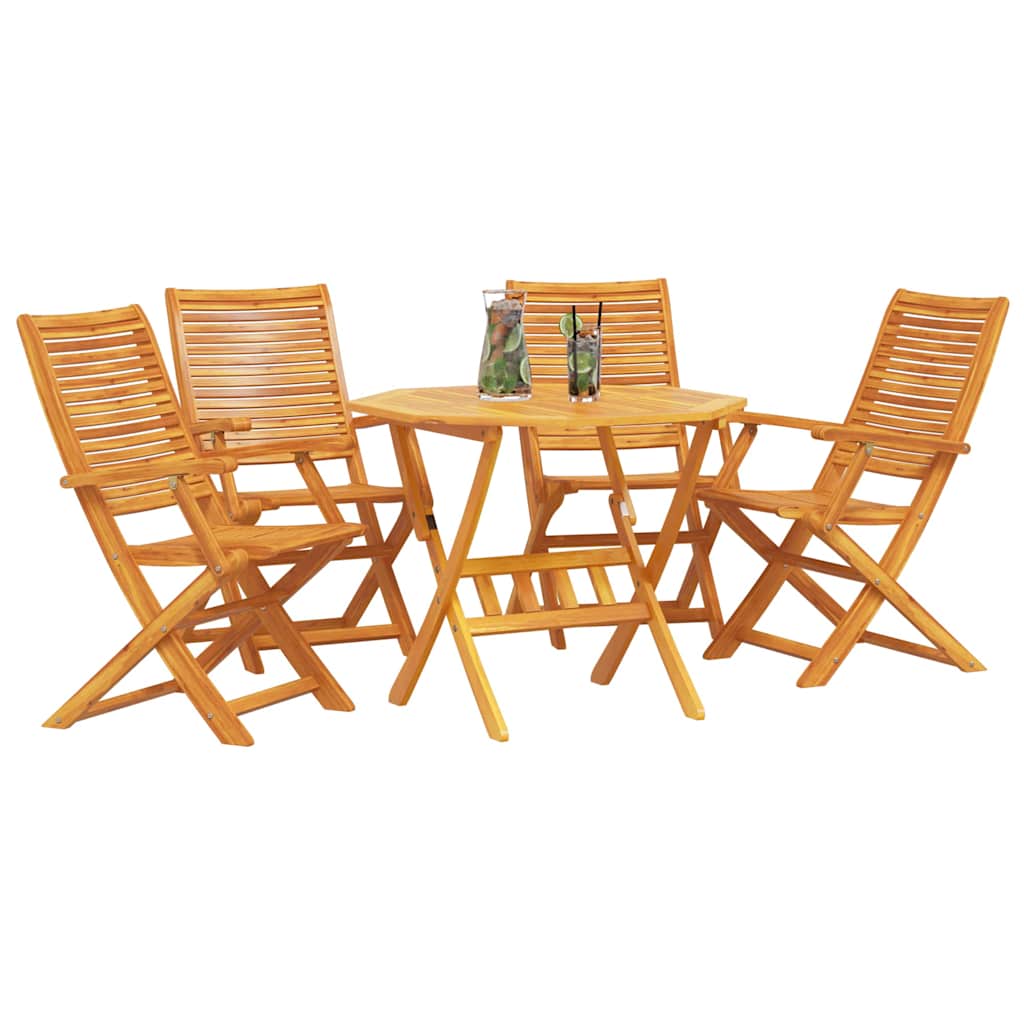 vidaXL Garden Dining Set Folding 5 pcs Brown Solid Acacia Wood