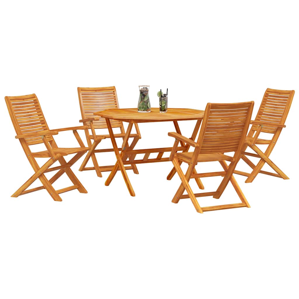 vidaXL Garden Dining Set Folding 5 pcs Brown Solid Acacia Wood