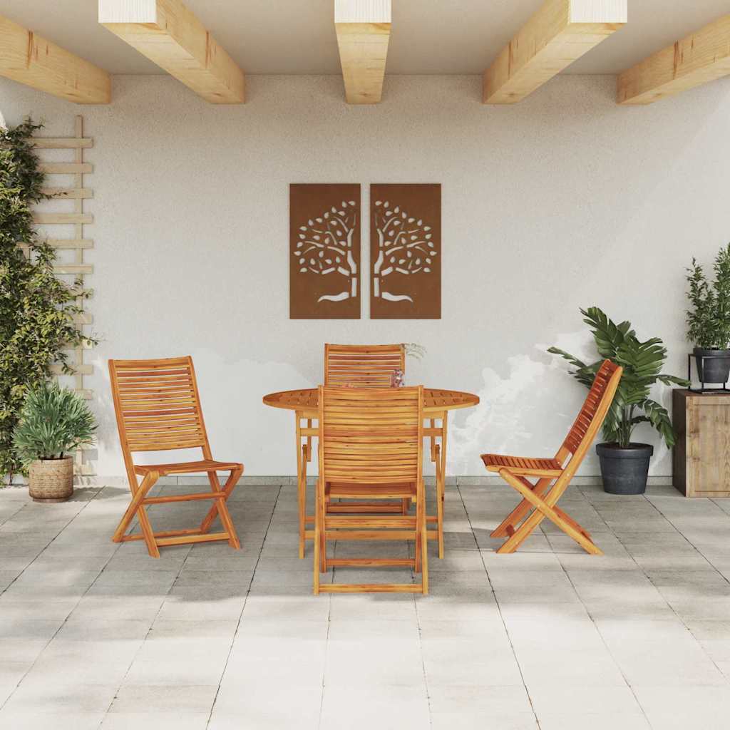 vidaXL Garden Dining Set Folding 5 pcs Brown Solid Acacia Wood