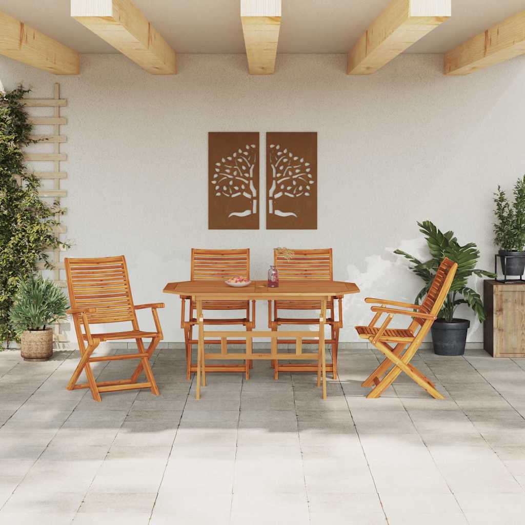 vidaXL Garden Dining Set Folding 5 pcs Brown Solid Acacia Wood