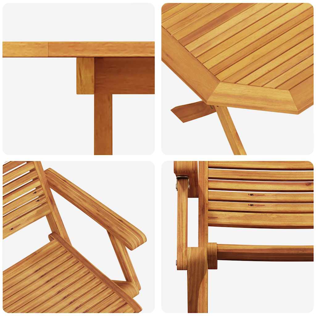 vidaXL Garden Dining Set Folding 7 pcs Brown Solid Acacia Wood