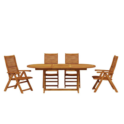 vidaXL Garden Dining Set Folding 5 pcs Brown Solid Acacia Wood