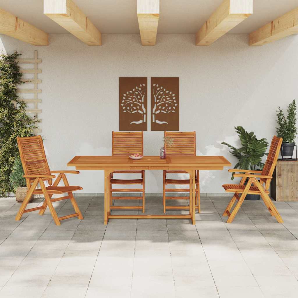 vidaXL Garden Dining Set Folding 5 pcs Brown Solid Acacia Wood