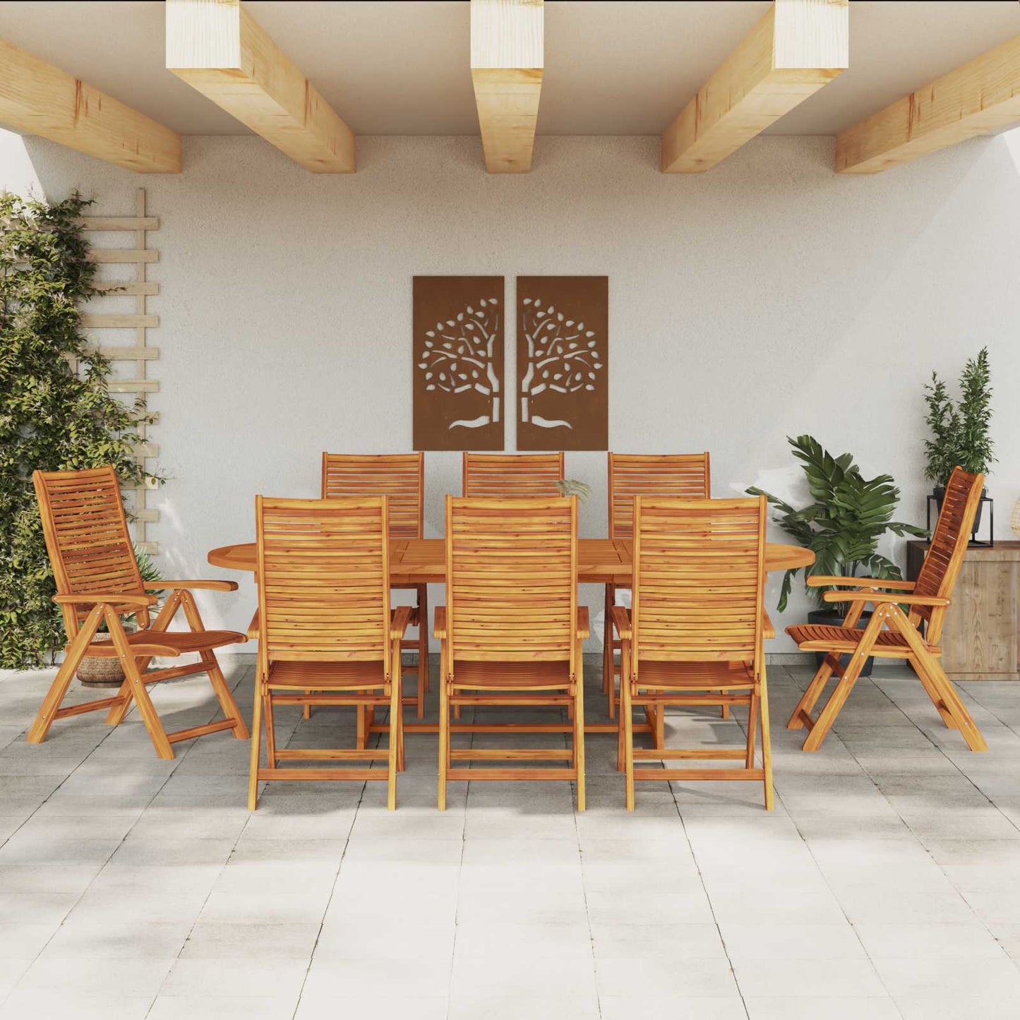 vidaXL Garden Dining Set Folding 9 pcs Brown Solid Acacia Wood