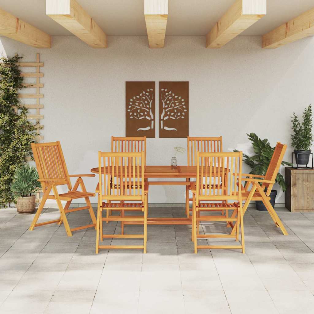 vidaXL Garden Dining Set 7 pcs Brown Solid Acacia Wood