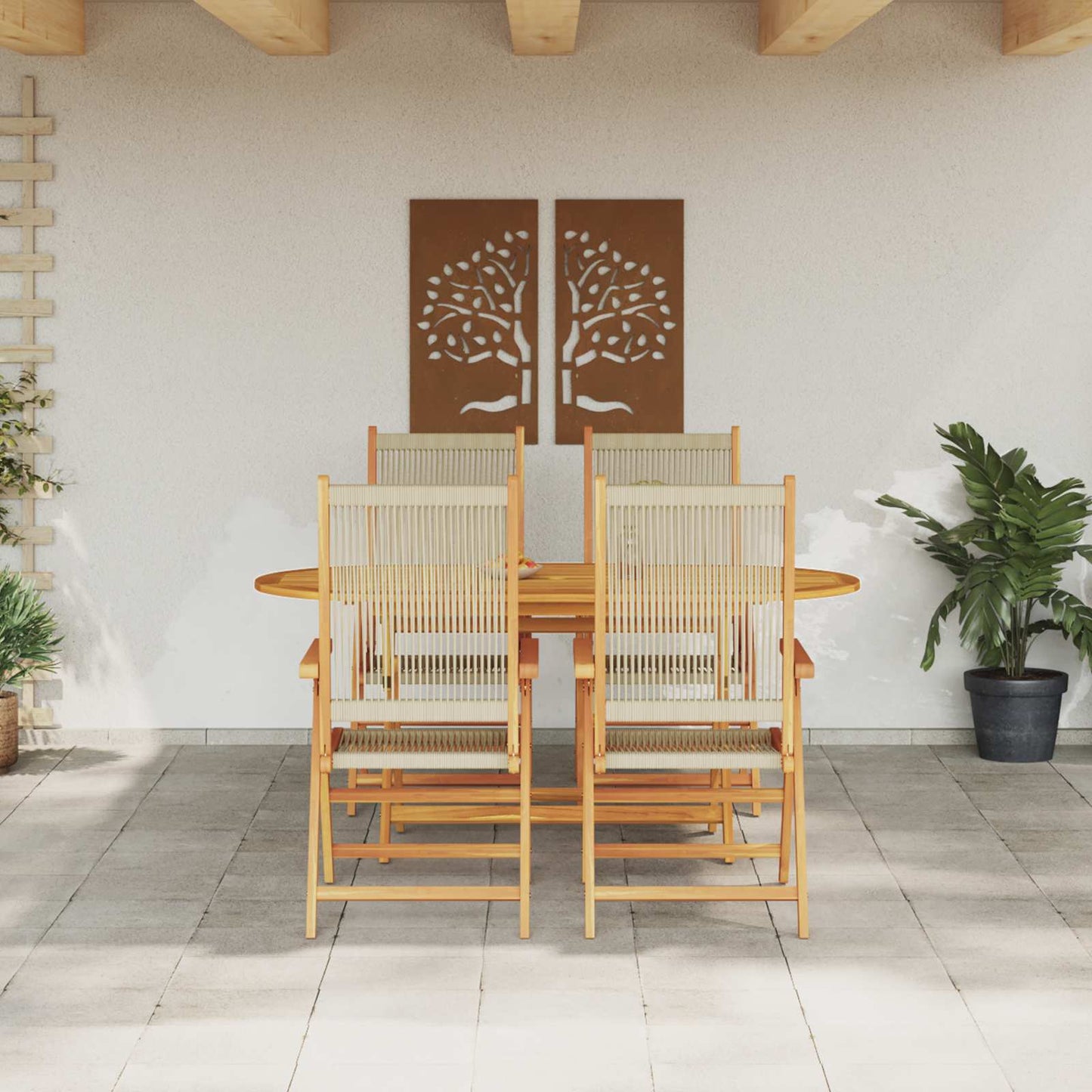 vidaXL Garden Dining Set 5 pcs Beige Solid Acacia Wood