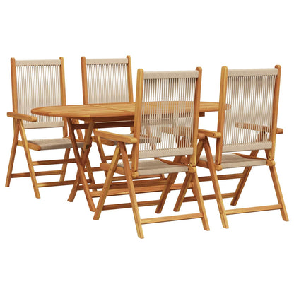 vidaXL Garden Dining Set 5 pcs Beige Solid Acacia Wood