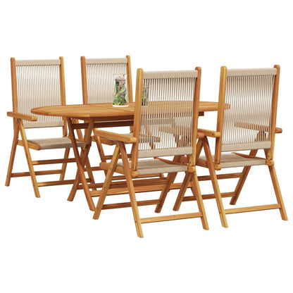 vidaXL Garden Dining Set 5 pcs Beige Solid Acacia Wood