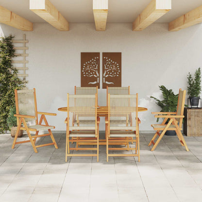 vidaXL Garden Dining Set 7 pcs Beige Solid Acacia Wood